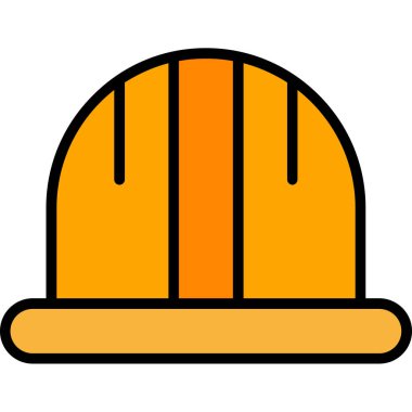 İnşaat endüstrisi kask ikonu. ana hatlı inşaat endüstrisi kask vektör simgesi rengi düz izole