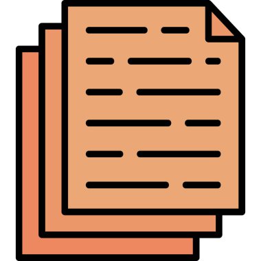 kağıt belge simgesi renk ana hatları vektörü