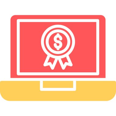 Dolar işareti simgesi olan dizüstü bilgisayar, vektör illüstrasyonu