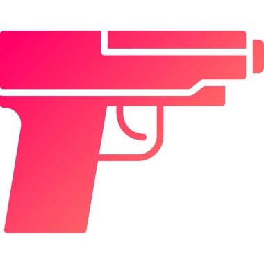 Beyaz arkaplanda izole edilmiş renkli tabanca ikonu. Askeri bir ikon. Askeri silah. Askeri silah. Değişken rastgele dinamik şekiller. vektör.