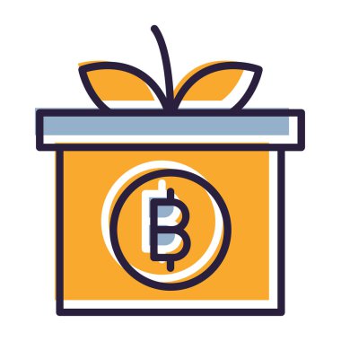 Bitcoin hediye kutusu ve bitcoin vektör tasarımı