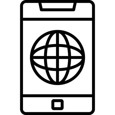 küresel iletişim vektör çizgisi simgesi
