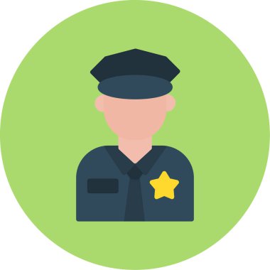 Polis rozeti düz simge, vektör, illüstrasyon