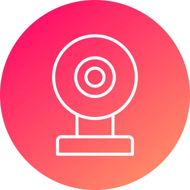 Renk çizgisi yuvarlak kamera simgesi beyaz arkaplanda izole edildi. Çember beyaz düğme. vektör illüstrasyonu