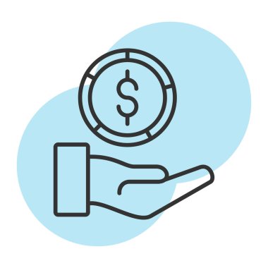 Elinde bozuk para olan bir dolar işareti.