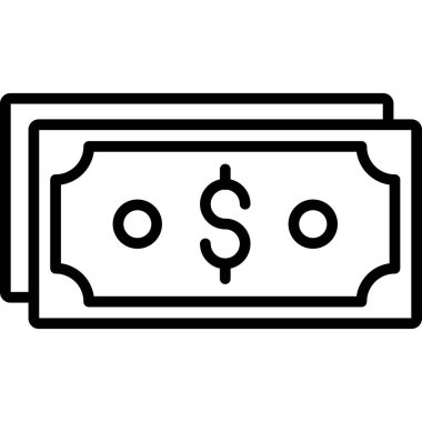 Dolar nakit ikonu ana hat vektörü. Nakit para. Nakit para