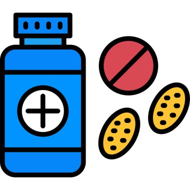 İlaç hapları ikonu. İlaç hapları ana hatları vektör rengi düz izole