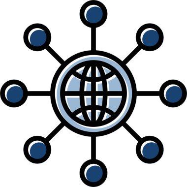 Doldurulmuş ana hatlar biçiminde genel internet ağ simgesi