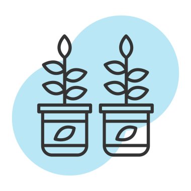 Vazo satırına bitki koy ve biçim ikonu vektör tasarımını doldur