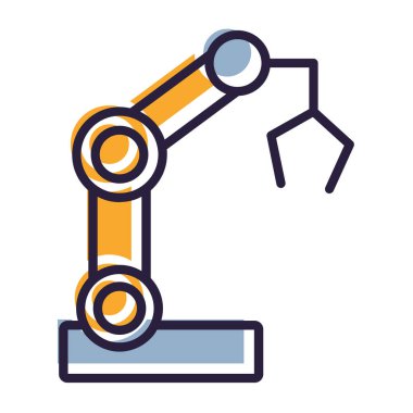 Beyaz arkaplanda robotik kol vektör çizgisi simgesi, işaret,
