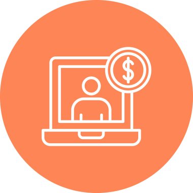 Bozuk para simgesi vektör resimli bir dizüstü bilgisayar