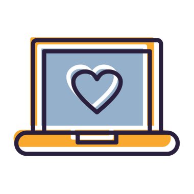 dizüstü bilgisayar vektör illüstrasyon tasarımı olan kalp