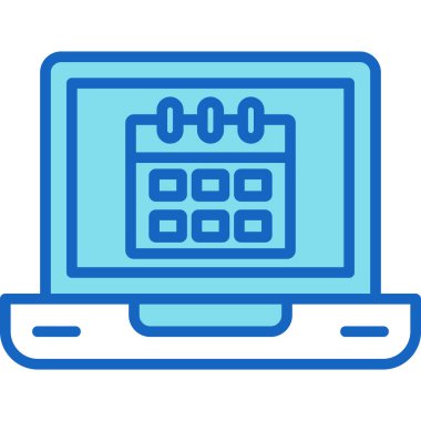 Takvimli dizüstü bilgisayar, web simgesi, basit vektör illüstrasyonu