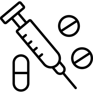 Şırınga ve aşı simgesi, satır biçimi
