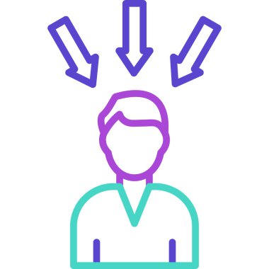 Kafa ikonu vektörü olan bir adam. İnce çizgi işareti. izole edilmiş sınır sembolü çizimi