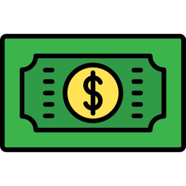 Para çantası simgesi renk ana hatları vektörü