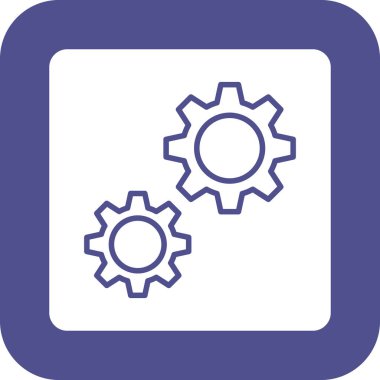 Vites vektör simgesi. biçim düz yuvarlak kare simge sembolü, kobalt ve gri renkler, beyaz arkaplan