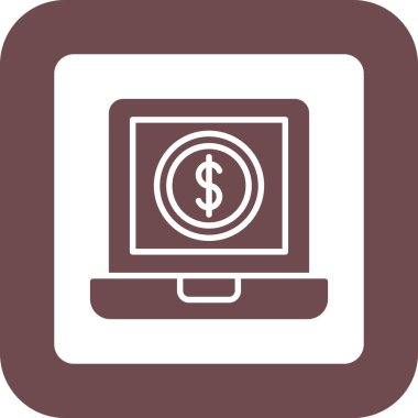 para simgesi ile dizüstü bilgisayar dolar, basit vektör illüstrasyon