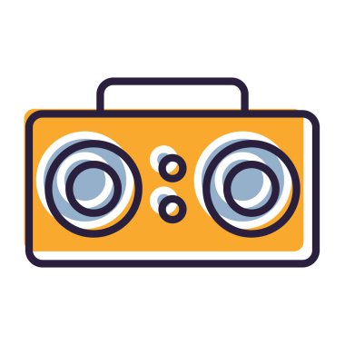 Retro teyp ikonu. Web için retro kaydedici vektör simgelerinin basit illüstrasyonu
