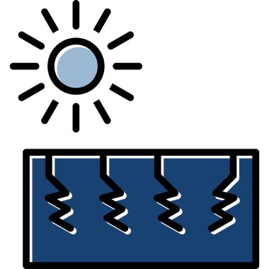 Güneş paneli simgesi. Web için güneş paneli vektör simgelerinin özet çizimi