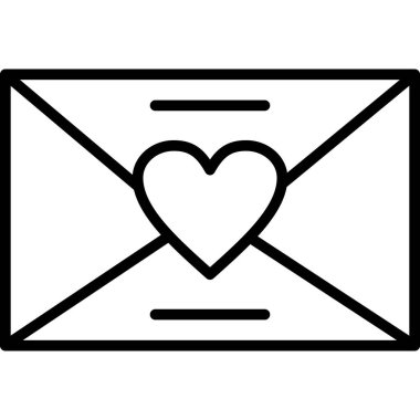 kalp aşk mektubu simgesi ana hatlarıyla