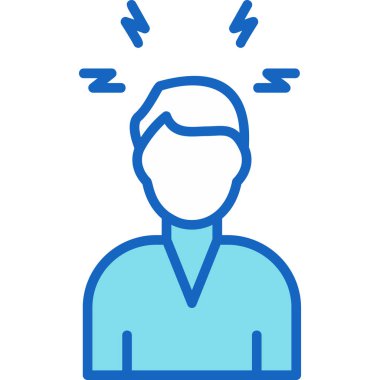 Baş ağrısı ve baş ağrısı olan bir adam. vektör.