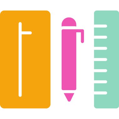 Kalem ve cetvel. Basit vektör illüstrasyonu