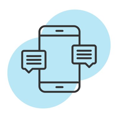 mobil sohbet renk çizgisi simgesi. Konuşma baloncuklu akıllı telefon. Mesajlı mobil mesaj, cep telefonu iletişimi. mobil iletişim konsepti. mobil iletişim resim grafiği