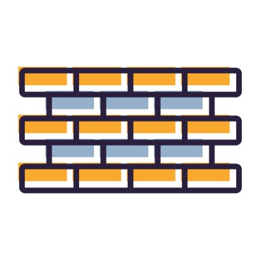 Tuğla Duvar Basit Vektör Simgesi İllüstrasyonu