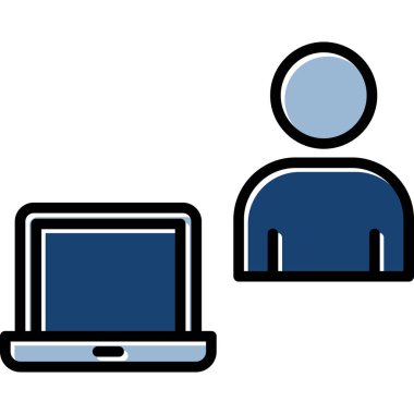 Bir insan simgesiyle bilgisayar bilgisayarı