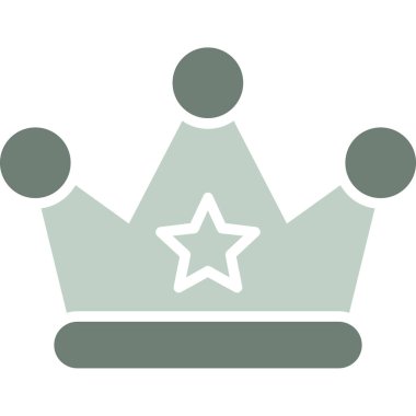 Taç vektör simgesi. biçim iki renkli düz sembol, gri ve cyan renkler, yuvarlak açılar, beyaz arkaplan