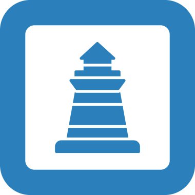 piramit vektör simgesi. biçim düz yuvarlak sembol, beyaz renk ve yuvarlak açılar, beyaz arkaplan.