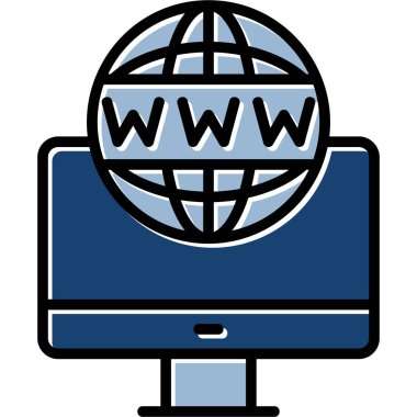 İnternet tarayıcı simgesi. Beyazda izole edilmiş web tasarımı için internet tarayıcı ikonu çizimi