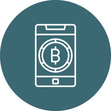 Bitcoin cep telefonu simgesi dolu tasarım