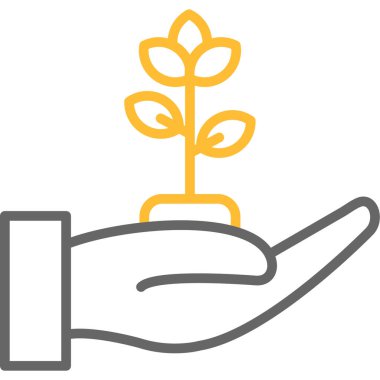 Bitki ikonuyla el. Web için bitki vektör simgelerinin basit çizimi