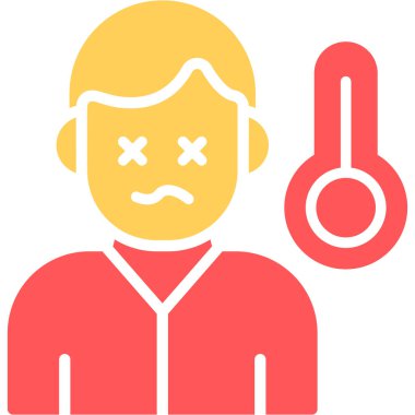 Termometresi olan üzgün bir adam.