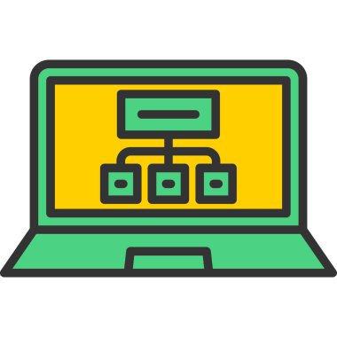 sunucu simgesi ve vektör illüstrasyonlu dizüstü bilgisayar