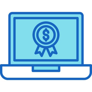 Dolar işareti olan bir laptop. Web simgesi