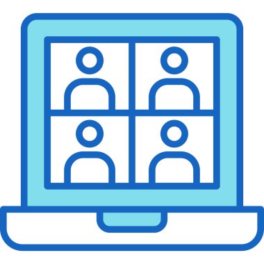 Çevrimiçi toplantı simgesi. taslak çevrimiçi toplantı konferans vektör rengi düz izole