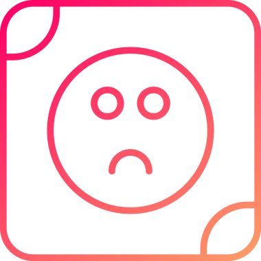 Üzgün yüz vektör simgesi. biçim düz sembol, pembe renk, yuvarlak açılar, beyaz arkaplan