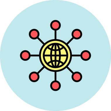 küresel ağ simgesi. Web için küresel ağ vektör simgelerinin basit illüstrasyonu