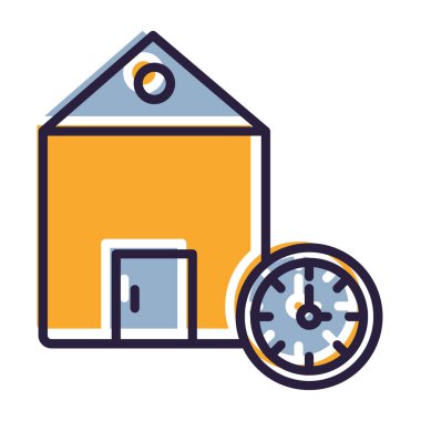 ev ve saat saat saat vektör illüstrasyon tasarımı