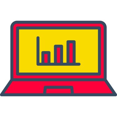 grafik ve istatistik vektör illüstrasyon tasarımlı dizüstü bilgisayar