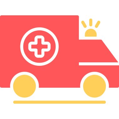 Ambulans arabası tıbbi simgesi düz stil