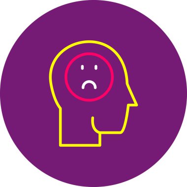 Çember simgesi olan üzgün ve mutsuz kadın, vektör illüstrasyonu