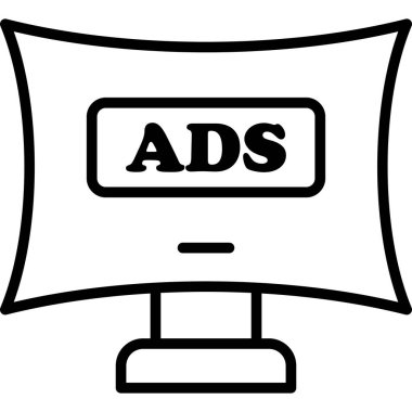 Reklam ikonu reklamları. Beyaz arkaplanda izole edilmiş web tasarımı için reklam vektör simgesi