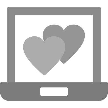 kalp, web simgesi, vektör illüstrasyonlu bilgisayar monitörü