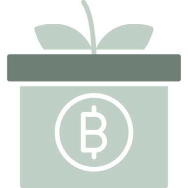 Bitcoin hediye kutusu simgesi doldurulmuş ana hatlar biçiminde
