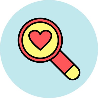 sevgi büyüteç simgesi, vektör illüstrasyon tasarımı