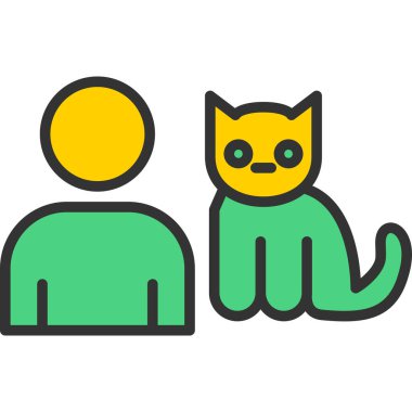 kedi simgesi rengi dış hat vektörü